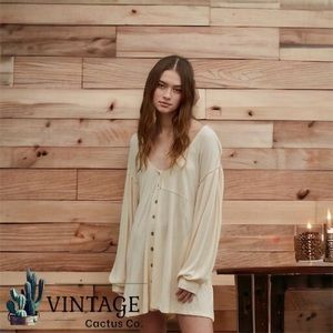 NWT Free People FP Beach Take Me There Mini Dress Button Down